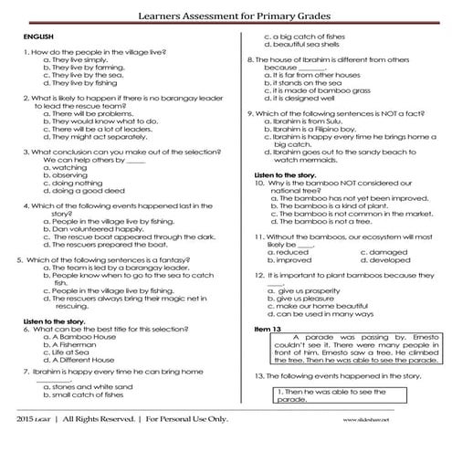 K to 12 Grade 3 LAPG Reviewer