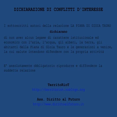 Gli impianti inquinanti nella Piana di Gioia Tauro