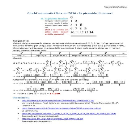 La piramide di numeri (prof. s. caltabiano) 