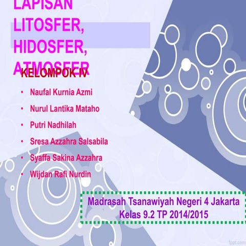 Lapisan bumi (Litosfer, Hidrosfer, Atmosfer)