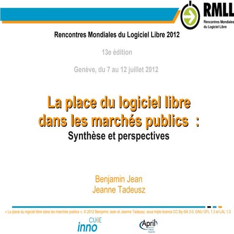 La place du logiciel libre dans les marchés publics