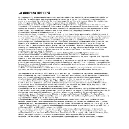 La pobreza del perú