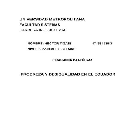 La pobreza y desigualdad social en ecuador | DOCX