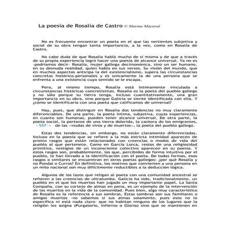 La poesía de Rosalía de Castro