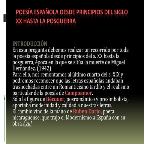 La poesía espñola desde principios de s.xx