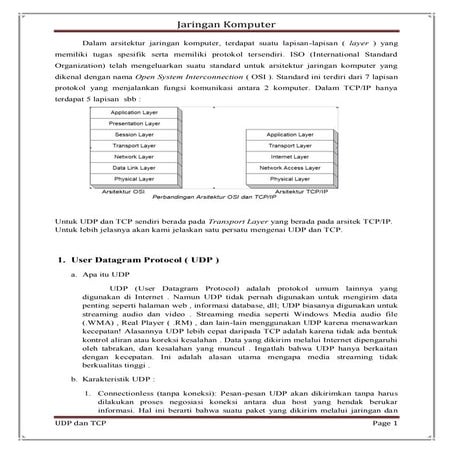 Transport Layer: Protocol UDP dan Protocol TCP