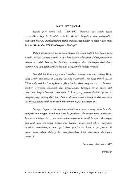 Laporan pengaplikasian media untuk anak sekolah menenggah atas (SMA)