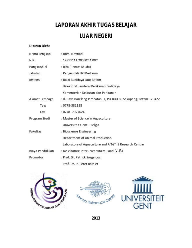 Laporan Akhir Tugas Belajar Luar Negeri