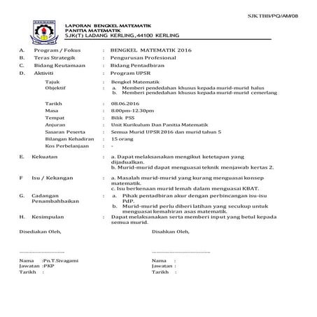 Laporan  bengkel matematik