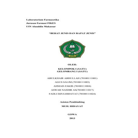 Berat Jenis dan Rapat Jenis