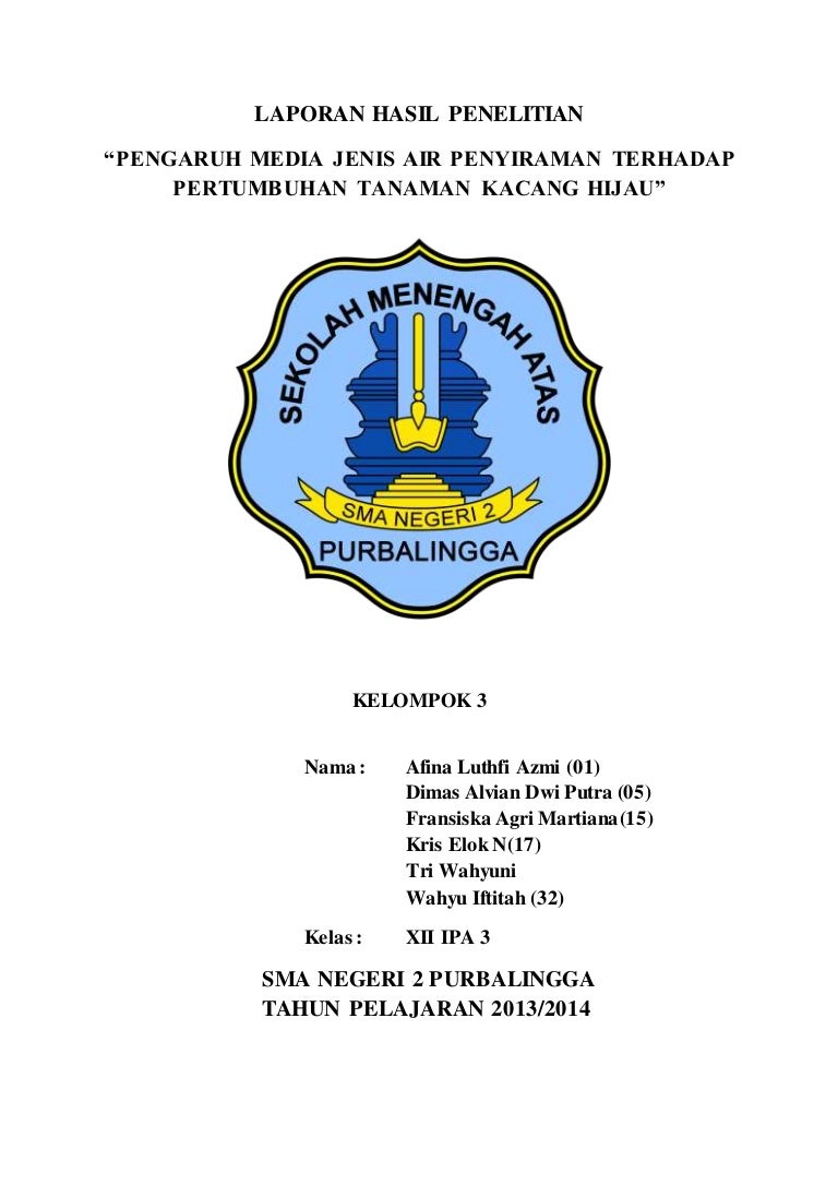 Laporan Hasil Penelitian Pengaruh Media Jenis Air Penyiraman Terhad