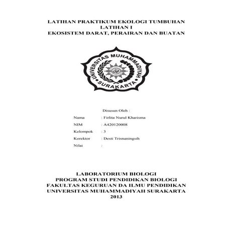 Laporan ekosistem darat, buatan, perairan