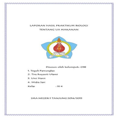Laporan hasil praktikum biologi uji makanan
