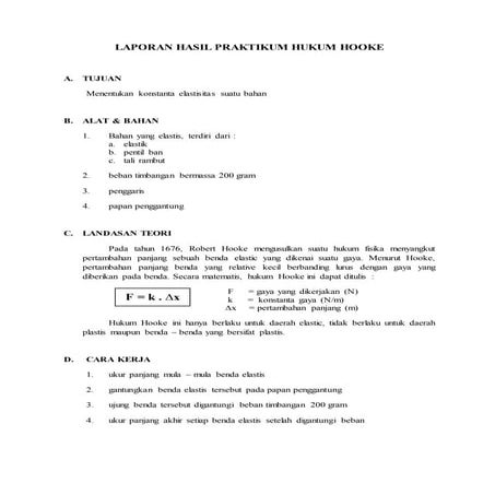 Laporan hasil praktikum hukum hooke