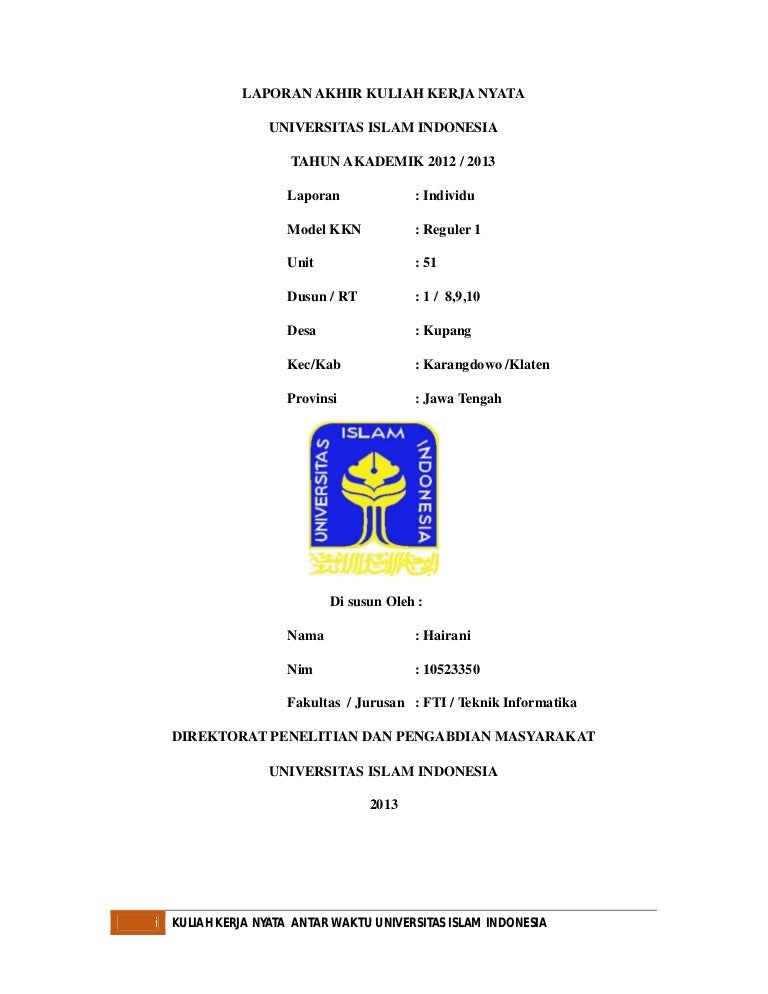 One Of Kkn Student Activity Report In Covid 19 Period