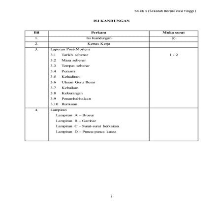 Laporan post mortem  program anti dadah