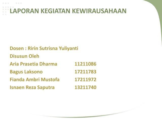 Laporan wirausaha keripik tempe