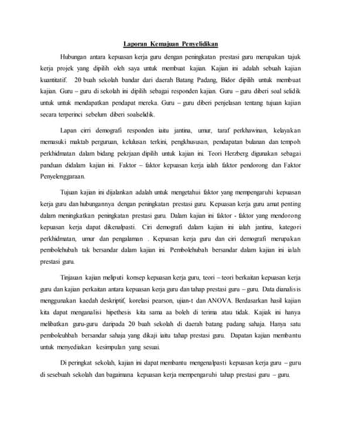 Laporan Kemajuan Penyelidikan