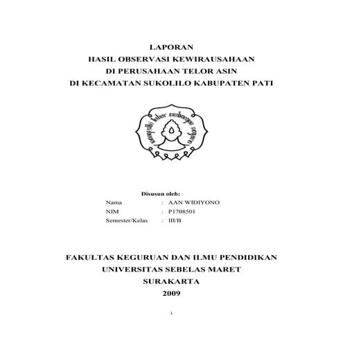 Laporan kewirausahaan telor asin