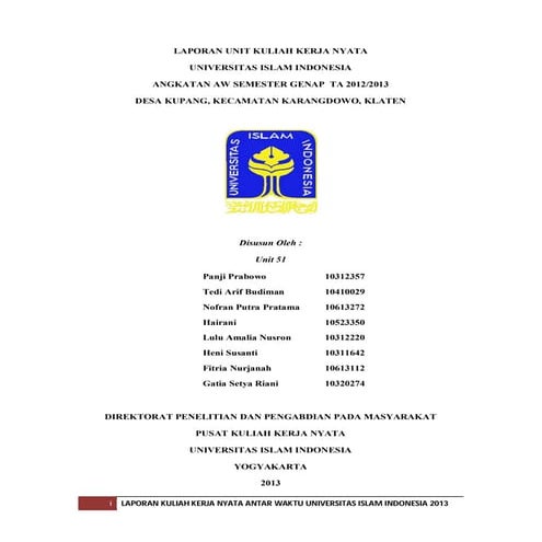Laporan kkn unit uii | PDF