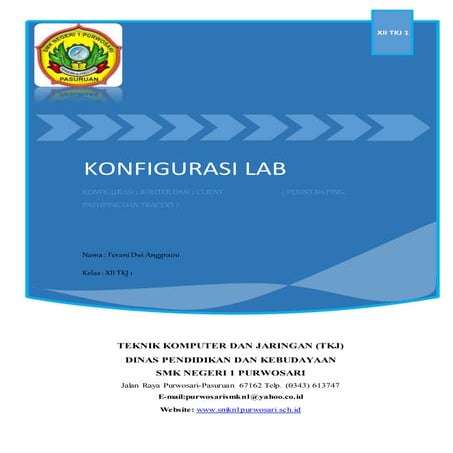 Laporan konfigurasi lab ferani (14) tkj 1