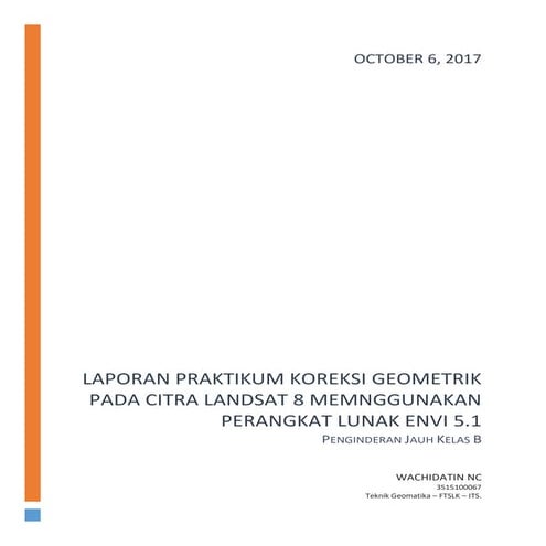 Penginderaan Jauh : Koreksi Geometrik Citra Landsat 8