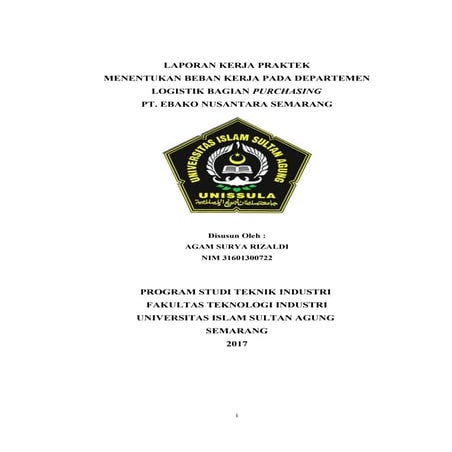 LAPORAN KERJA PRAKTEK MENENTUKAN BEBAN KERJA PADA DEPARTEMEN LOGISTIK BAGIAN PURCHASING PT. EBAKO NUSANTARA SEMARANG