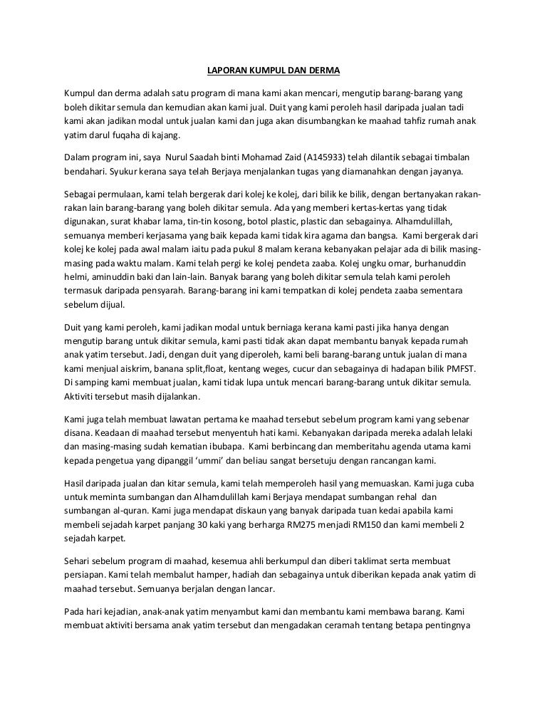 Laporan Kumpul Dan Derma