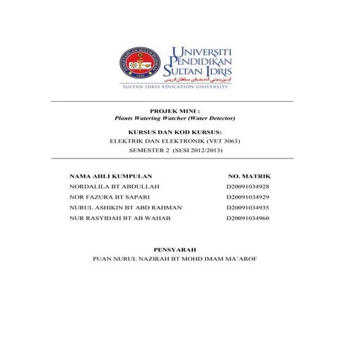 Plants Watering Watcher (Water Detector)