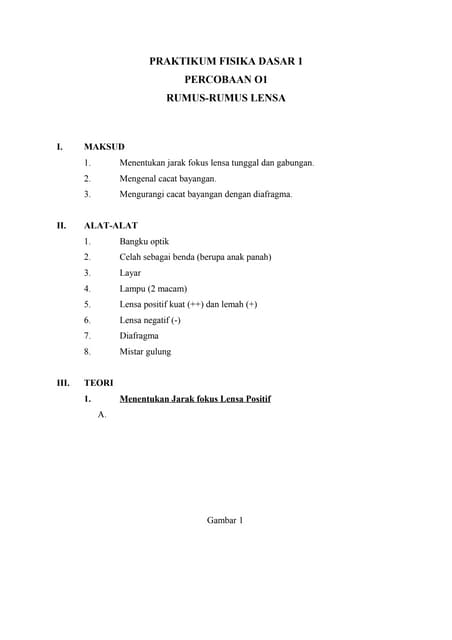 Laporan Rumus Rumus Lensa O1