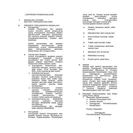 Laporan Pendahuluan Defisit Perawatan Diri