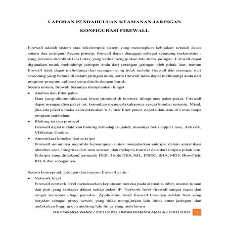 Laporan pendahuluan firewall