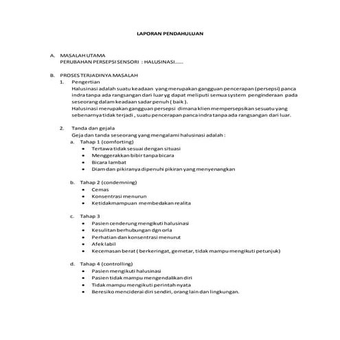 Laporan pendahuluan halusinasi