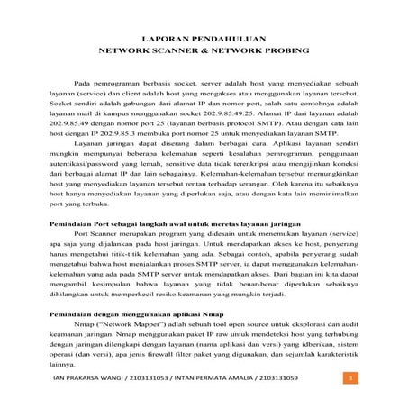 Laporan pendahuluan network scanner dan network probing