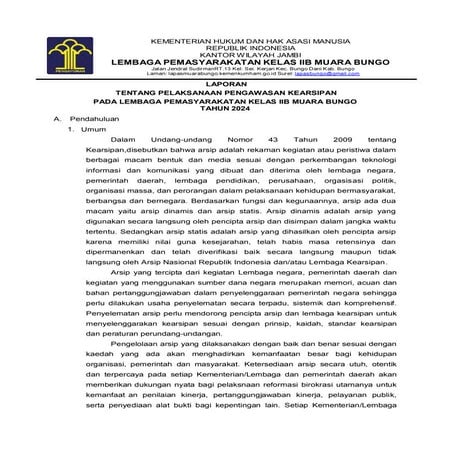 LAPORAN PENGAWASAN ARSIP LAPAS KELAS IIB MUARA BUNGO