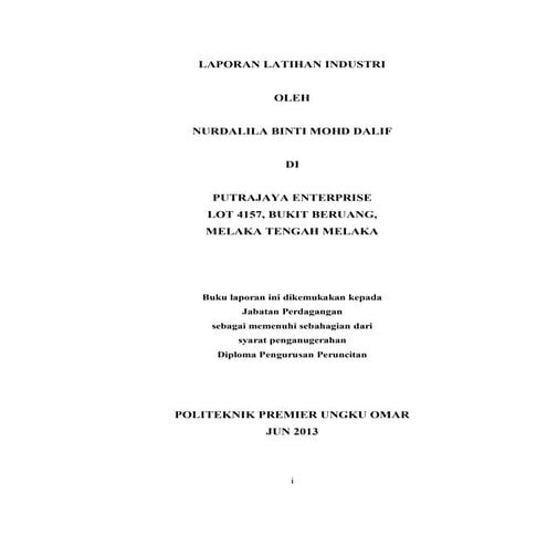 Laporan Penuh Latihan Industri (Pelajar Politeknik Perdagangan)