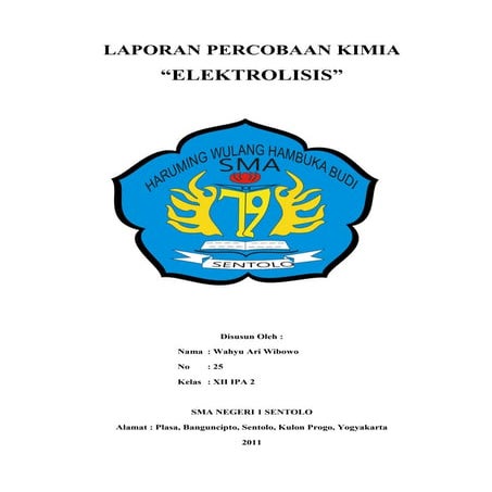 Laporan percobaan kimia elektrolisis