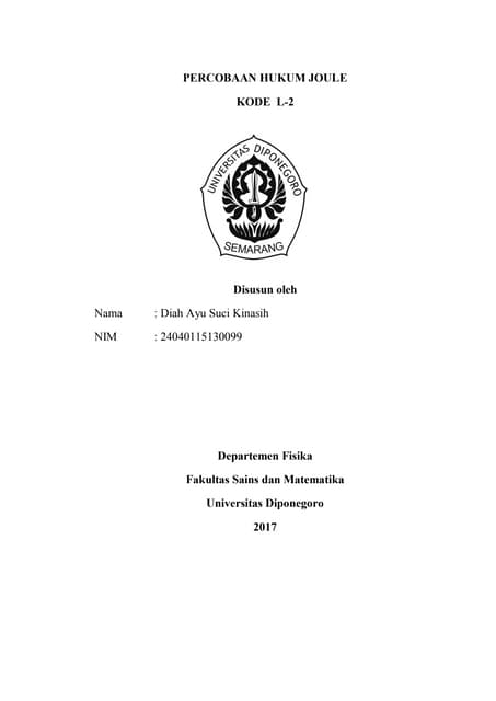 Laporan Fisika Dasar Hukum Joule (L2)