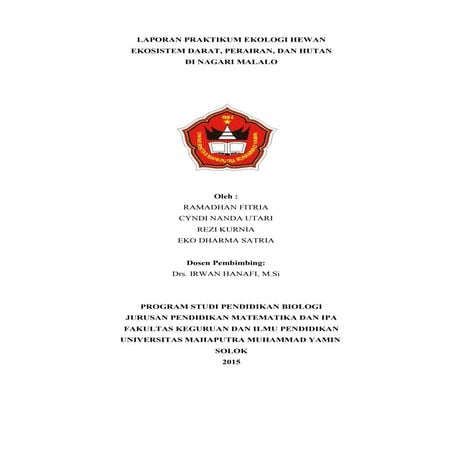 Laporan praktikum ekologi hewan UMMY Solok