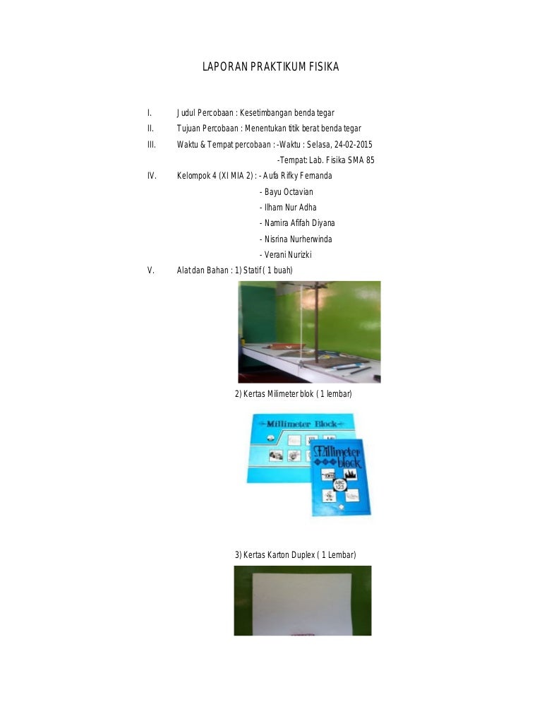 Laporan Praktikum Fisika Titik Berat