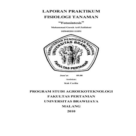 Laporan praktikum fotosintesis fotosintesis