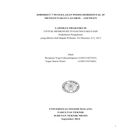 Laporan Praktikum Pengelasan