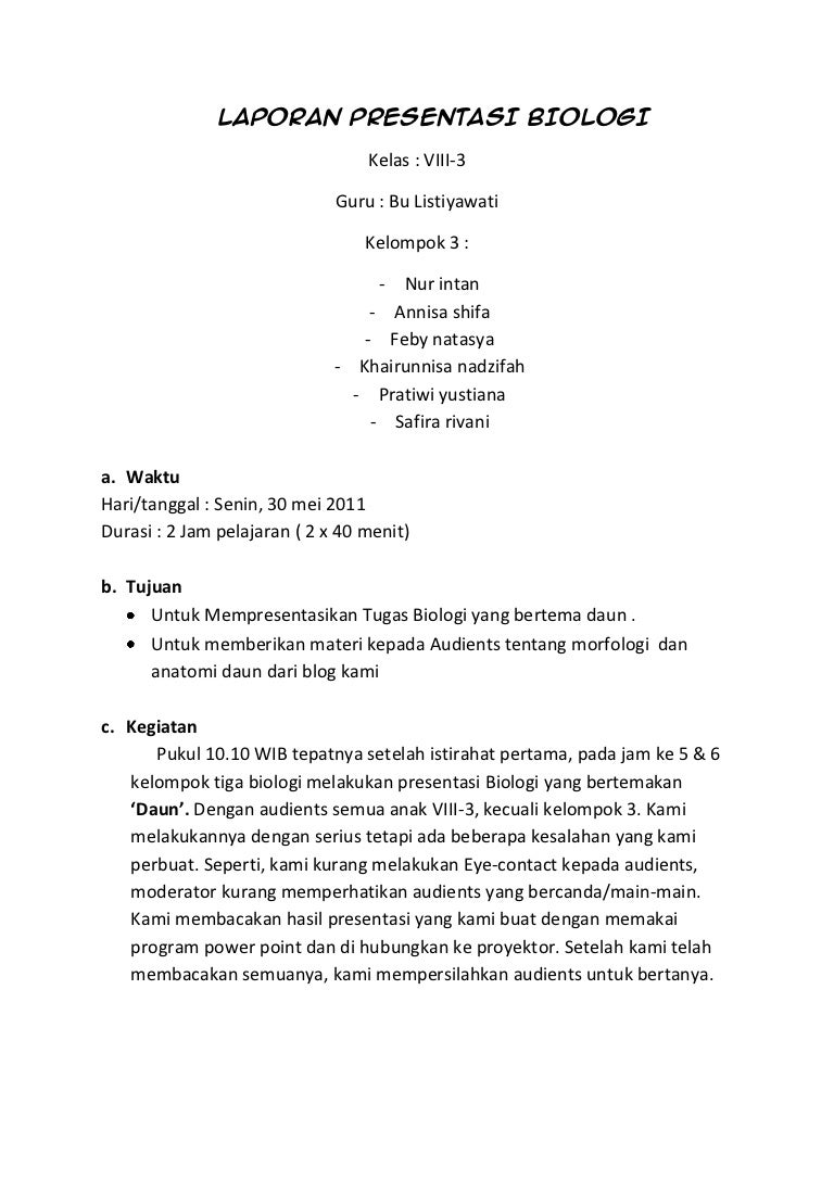 Laporan Presentasi Biologi