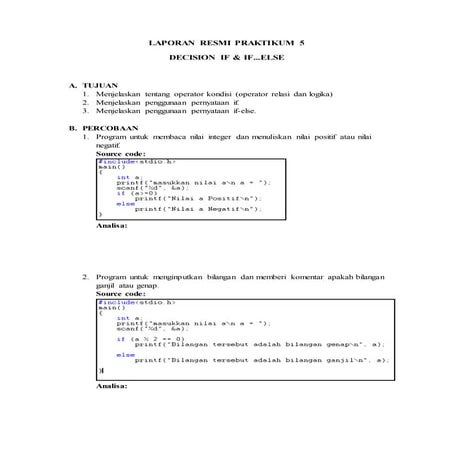 OOP - Decision: If & If..Else