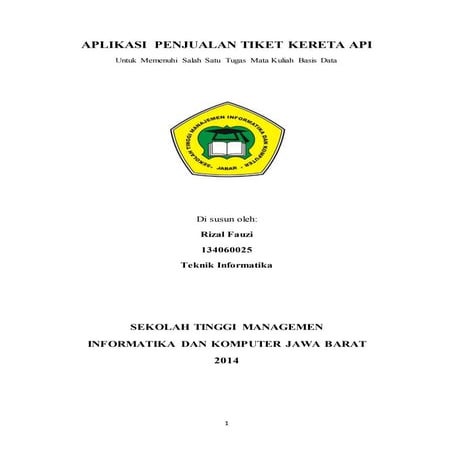 Data Aplikasi Tiket Kereta api