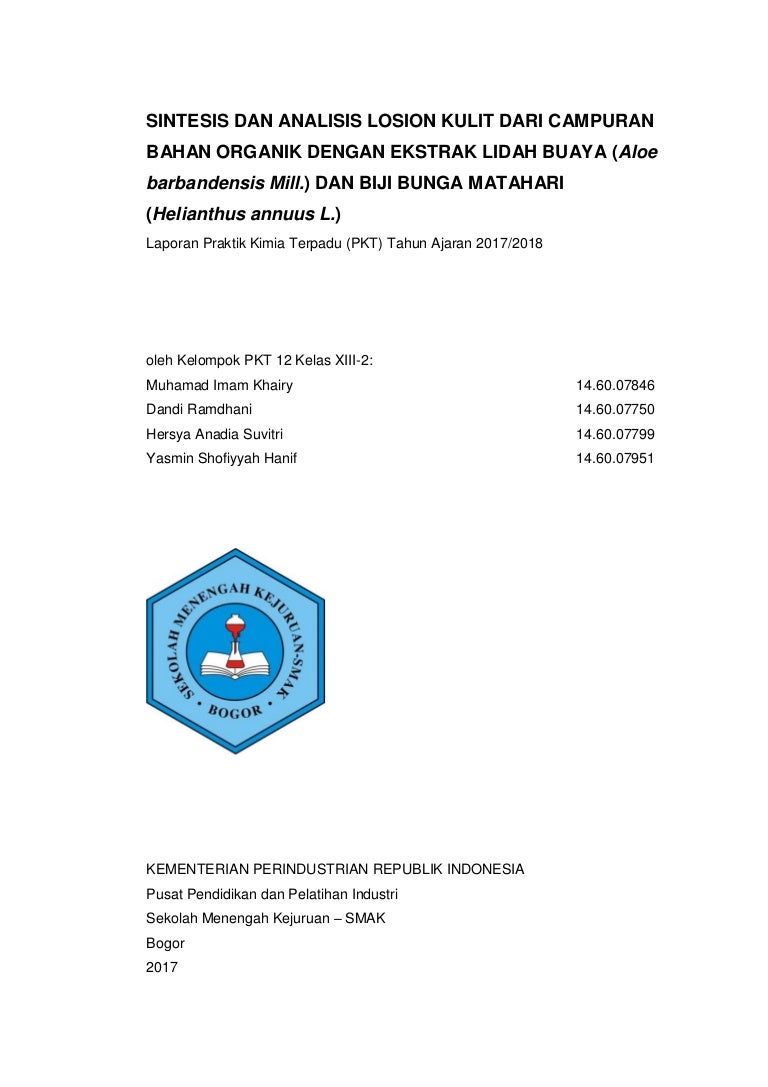 Laporan] Sintesis dan Analisis Losion Kulit dari Campuran