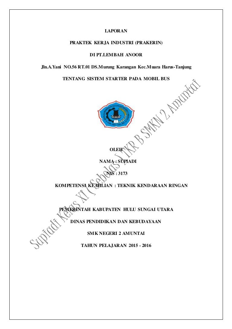 Laporan Supiadi Tentang Sistem Starter Pada Mobil Bis