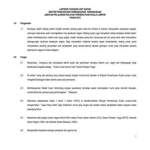 Laporan tahunan unit sukan