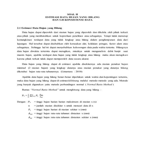 Uji Konsistensi Data Hujan