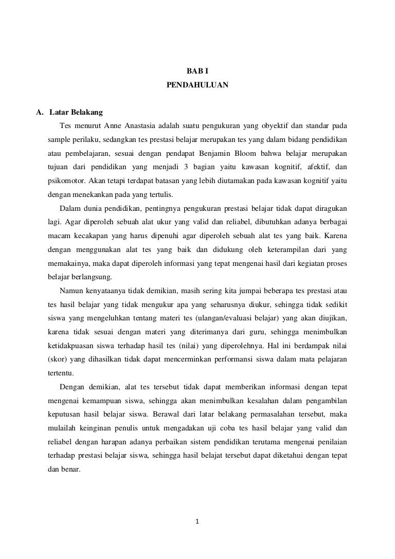 Laporan Uji Coba Tes Hasil Belajar